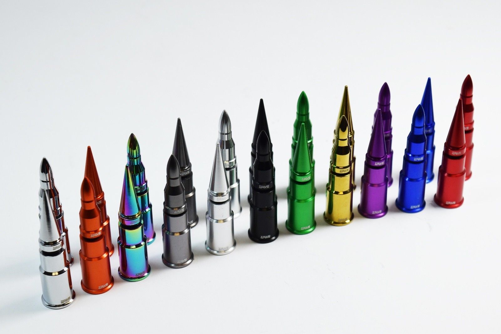 BULLET BILLET ALUMINUM AIR TIRE RIM WHEEL VALVE STEM CAP COVER KIT AVAILABLE IN MANY COLORS // PART # WVC005 WVC006