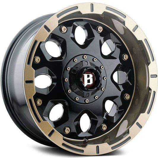 BALLISTIC 968-SHIELD 20X10 6X135/139.7 -19 FLAT BLACK FACE W/ FLAT BRONZE LIP