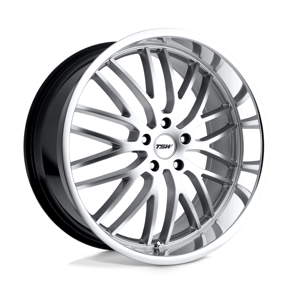 TSW SNETTERTON 20X8.5 35 5X120/5X4.72 HYPER SILVER W/ MIRROR CUT LIP
