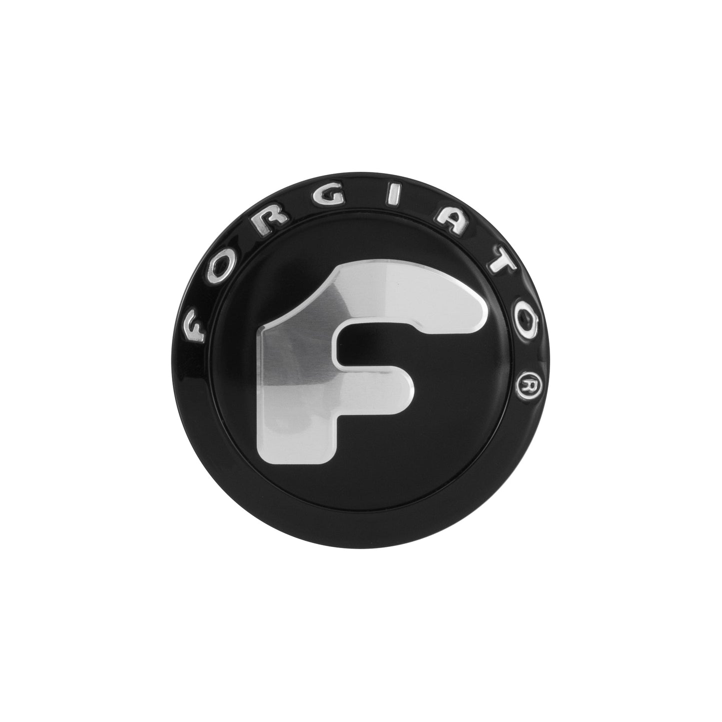 Standard Plastic Cap w/ Black Bezel, Black Background, Chrome F