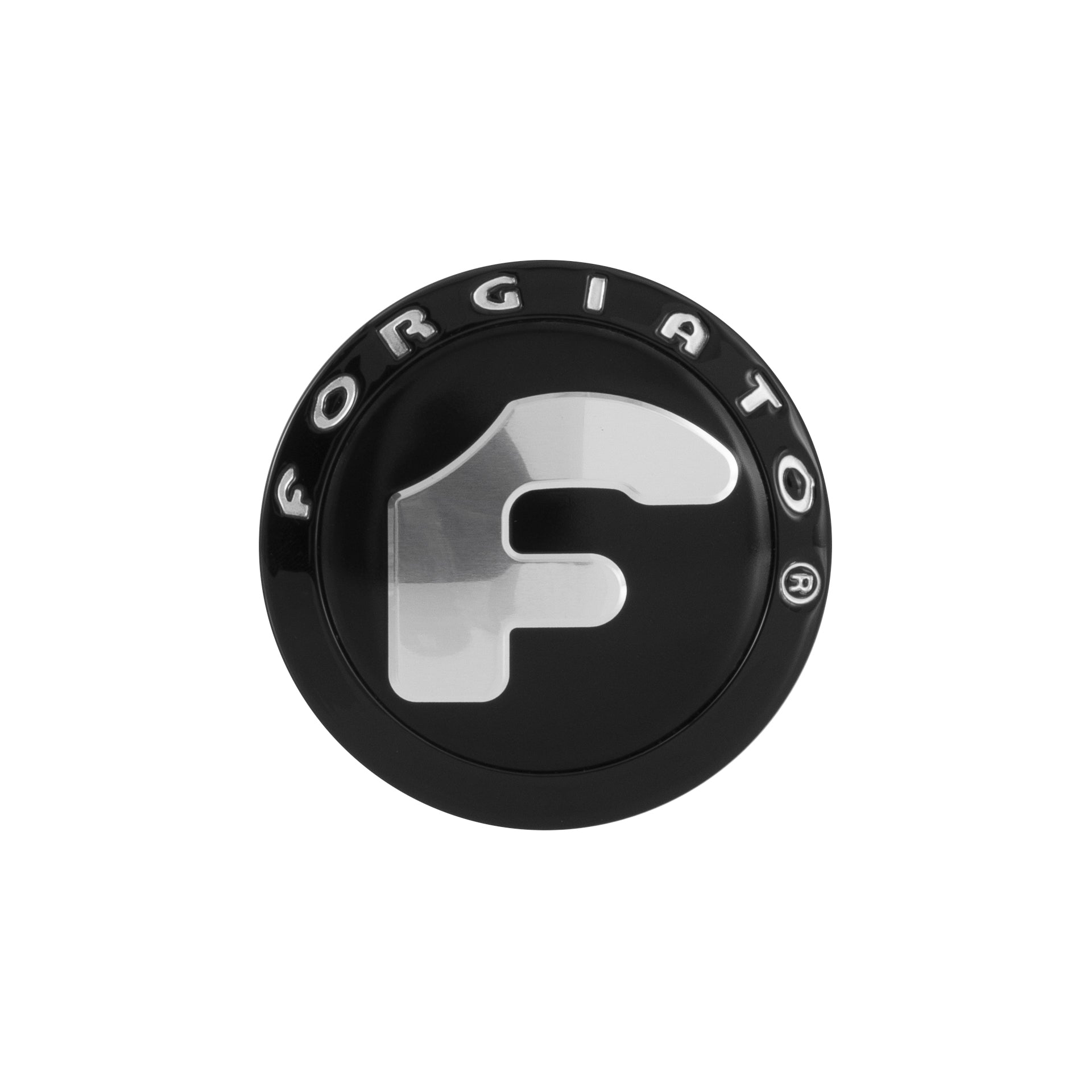 Standard Plastic Cap w/ Black Bezel, Black Background, Chrome F