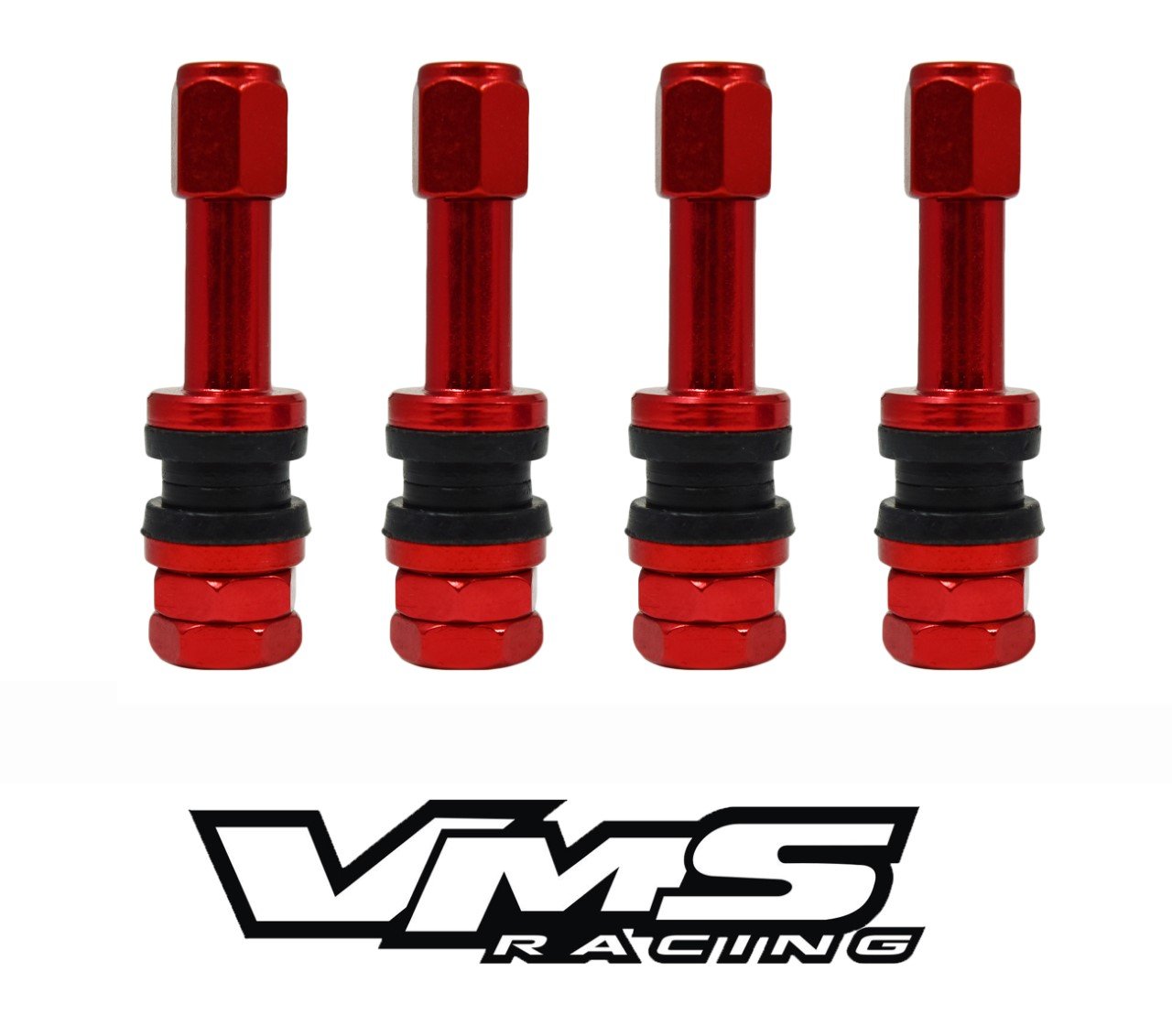BOLT-ON ANODIZED ALUMINUM AIR TIRE RIM WHEEL 4 PIECE VALVE STEM KIT AVAILABLE IN MANY COLORS 32MM (1.25 INCHES) LONG FOR 11.5MM (.453) DIAMETER HOLE TR413 SIZE // PART # WVC001
