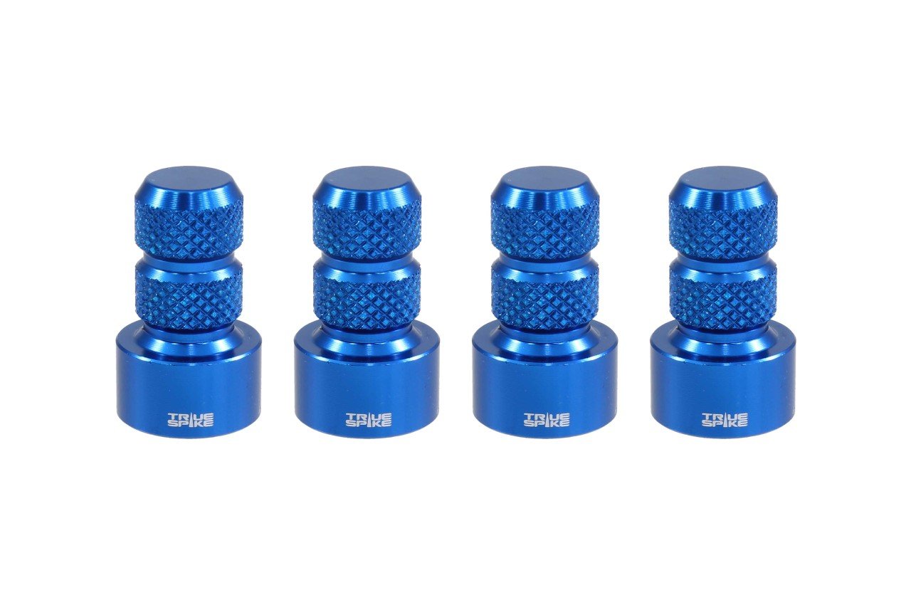 TPMS (TIRE PRESSURE MONITORING SYSTEM) KNURLED BILLET ALUMINUM AIR TIRE RIM WHEEL VALVE STEM CAP COVER KIT AVAILABLE IN MANY COLORS // PART # WVC002