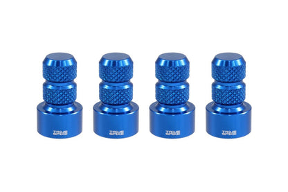 TPMS (TIRE PRESSURE MONITORING SYSTEM) KNURLED BILLET ALUMINUM AIR TIRE RIM WHEEL VALVE STEM CAP COVER KIT AVAILABLE IN MANY COLORS // PART # WVC002