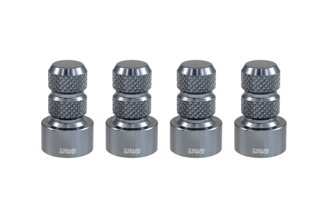 TPMS (TIRE PRESSURE MONITORING SYSTEM) KNURLED BILLET ALUMINUM AIR TIRE RIM WHEEL VALVE STEM CAP COVER KIT AVAILABLE IN MANY COLORS // PART # WVC002