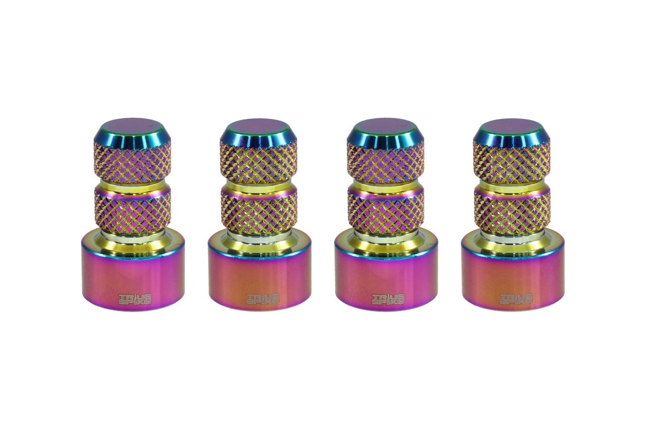 TPMS (TIRE PRESSURE MONITORING SYSTEM) KNURLED BILLET ALUMINUM AIR TIRE RIM WHEEL VALVE STEM CAP COVER KIT AVAILABLE IN MANY COLORS // PART # WVC002