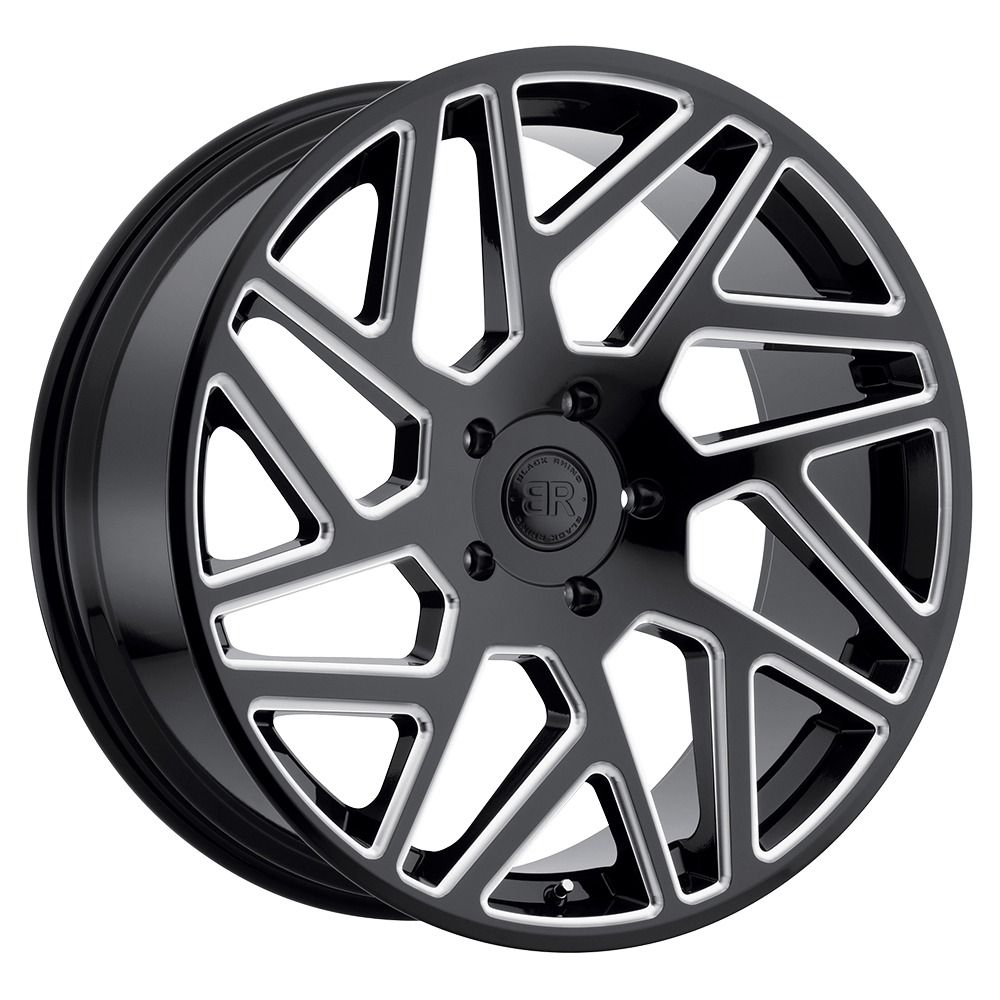 BLACK RHINO CYCLONE 20X9 20 5X139.7 GLOSS BLACK W/ MILLED SPOKES