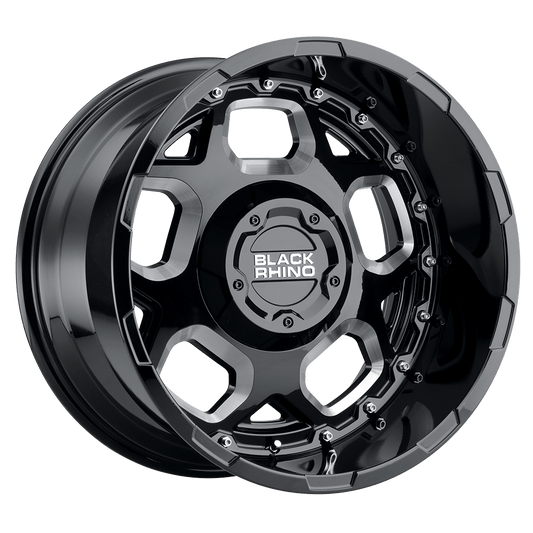 BLACK RHINO GUSSET 17X9.5 -18 8X170/8X6.7 GLOSS BLACK W/ MILLED SPOKES