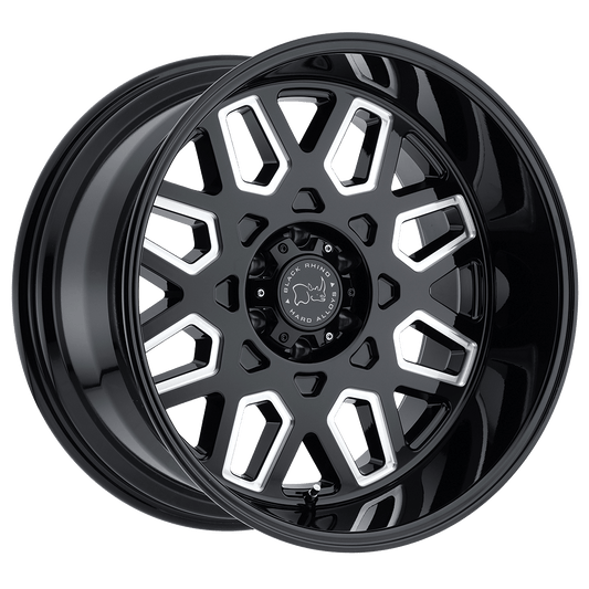 BLACK RHINO PREDATOR 22X12 -44 6X139.7 GLOSS BLACK W/ MILLED WINDOWS