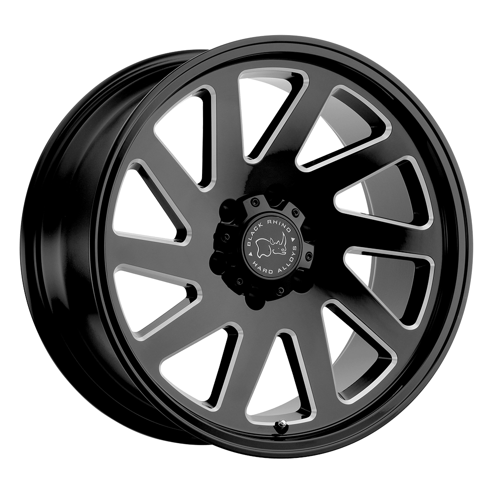 BLACK RHINO THRUST 18X9.5 6 8X165.1 GLOSS BLACK W/ MILLED SPOKES
