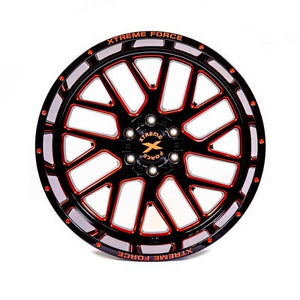 Xtreme Force XF-10 20x10 -25 5x127 (5x5)/5x139.7 (5x5.5) Gloss Black with Red Milled
